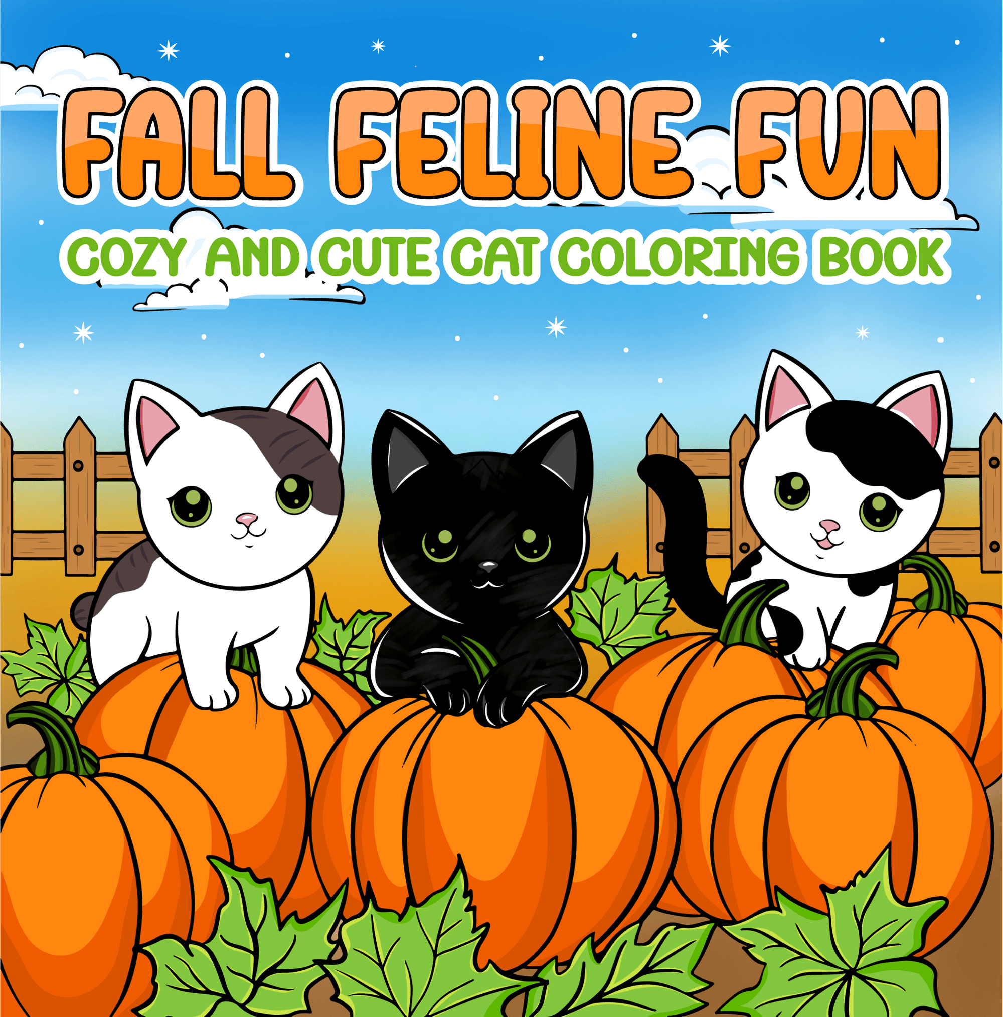 Fall Feline Fun: Printable Cat Coloring Book