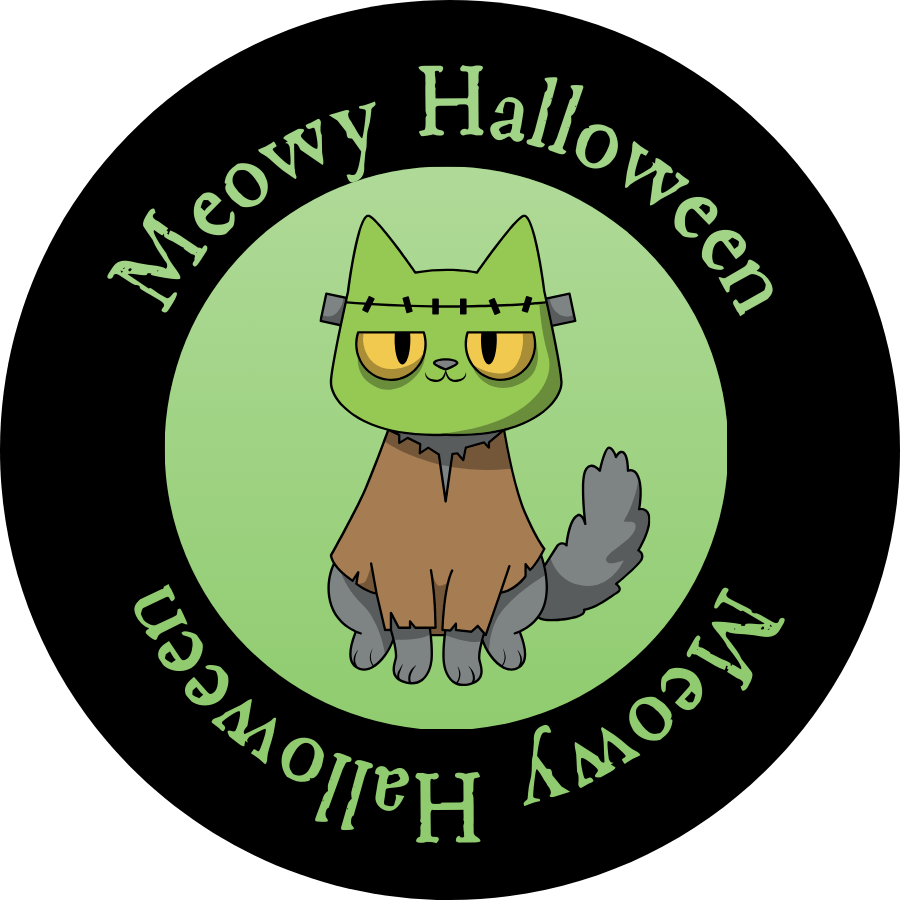 Frankenstein Cat Halloween Sticker | Printable