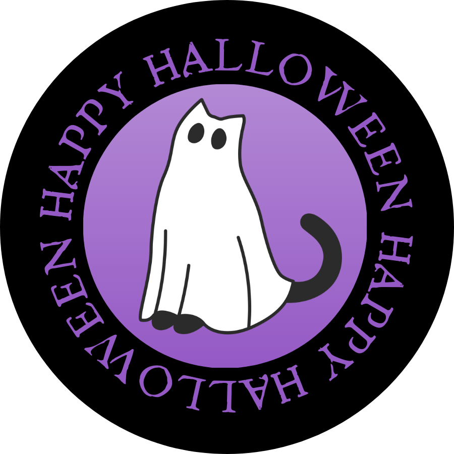 Ghost Cat Halloween Sticker | Printable