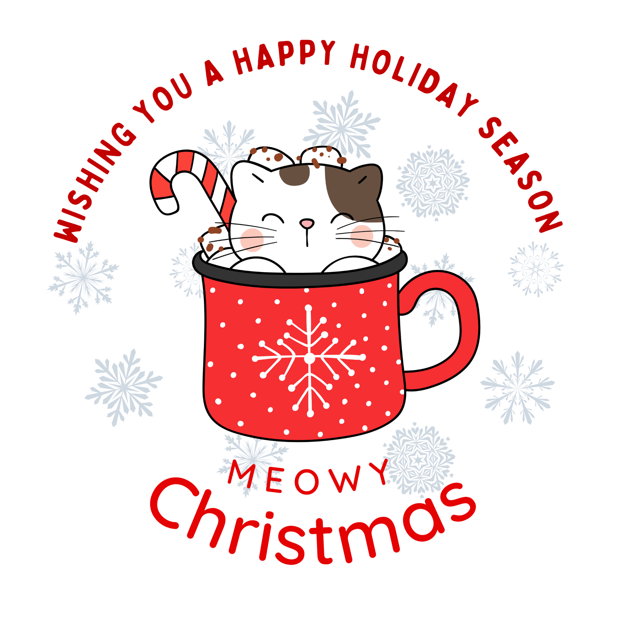 Meowy Christmas Cat Sticker | Printable