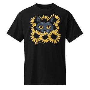 Black-Cat-Sunflower-T-Shirt