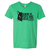 Green V-neck t-shirt with the text 'BEWARE OF PEOPLE WHO DISLIKE CATS' printed on the front.