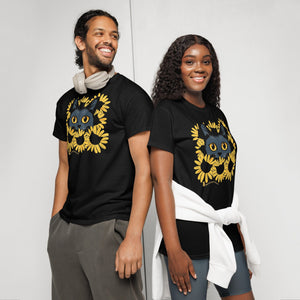 Black-Cat-Sunflower-T-Shirt