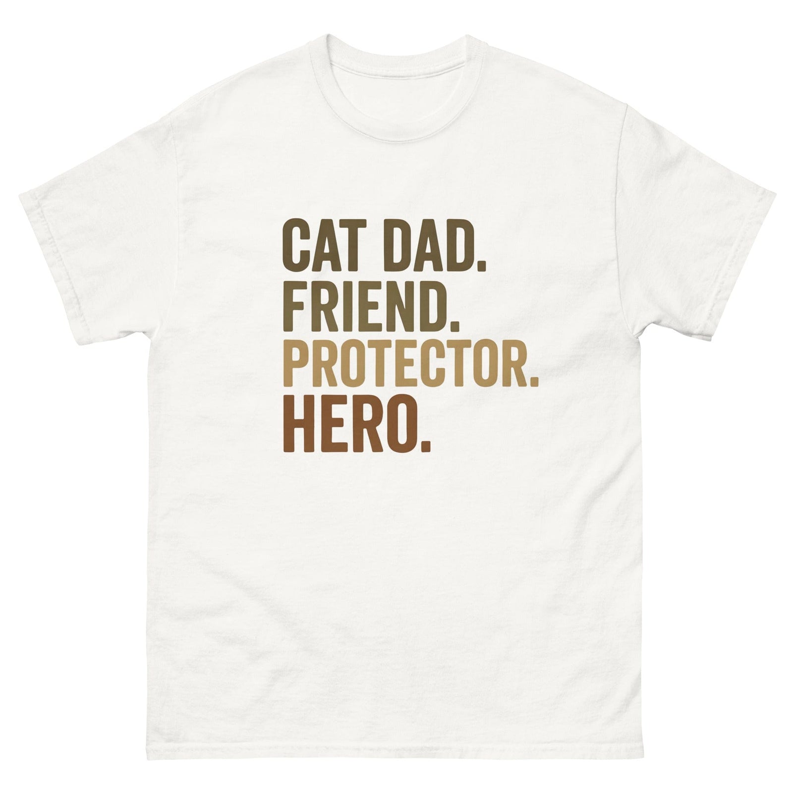 Shirt that says cat dad, friend, protector, hero