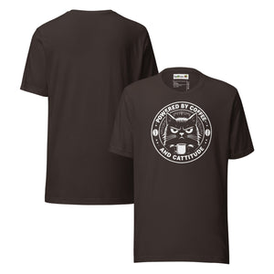 Cat T-Shirt | Powered by Coffee and Cattitude.  Front and Back