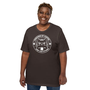 Cat T-Shirt | Powered by Coffee and Cattitude on model