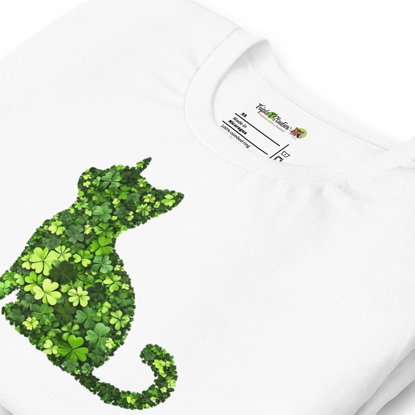 Shamrock Cat T-Shirt Folded