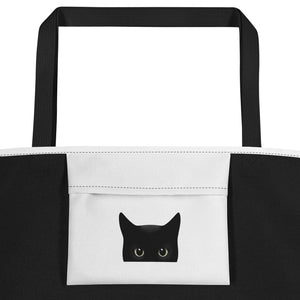 Black Cat Pocket detail on Irish Proverb  Cat Tote