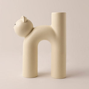 Almond Modern Cat Vase. Triple T Studios