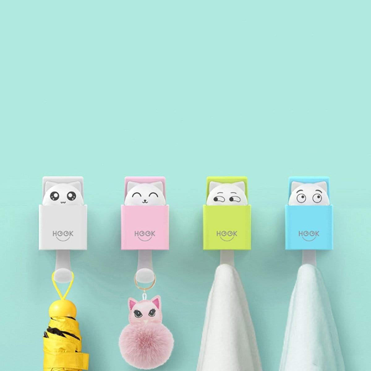 Open Peekaboo Cat Wall Hooks