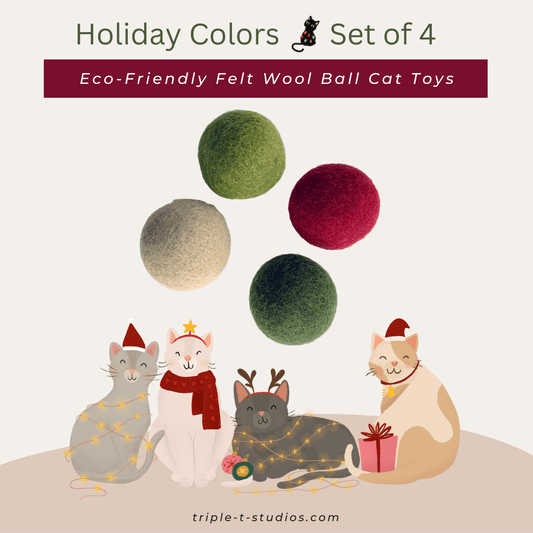 Felt Ball Cat Toys | Christmas Gift Cat Toys-Set of 4