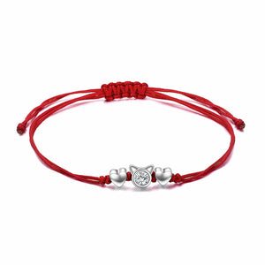 Red Waxed Cord String Bracelet
