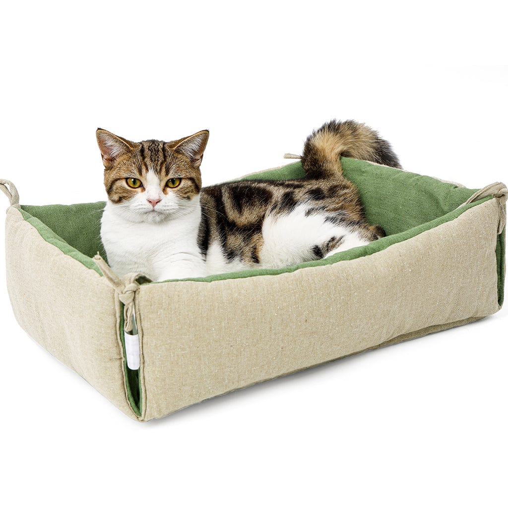 Cat Bed-  Linen and  Cotton -Reversible