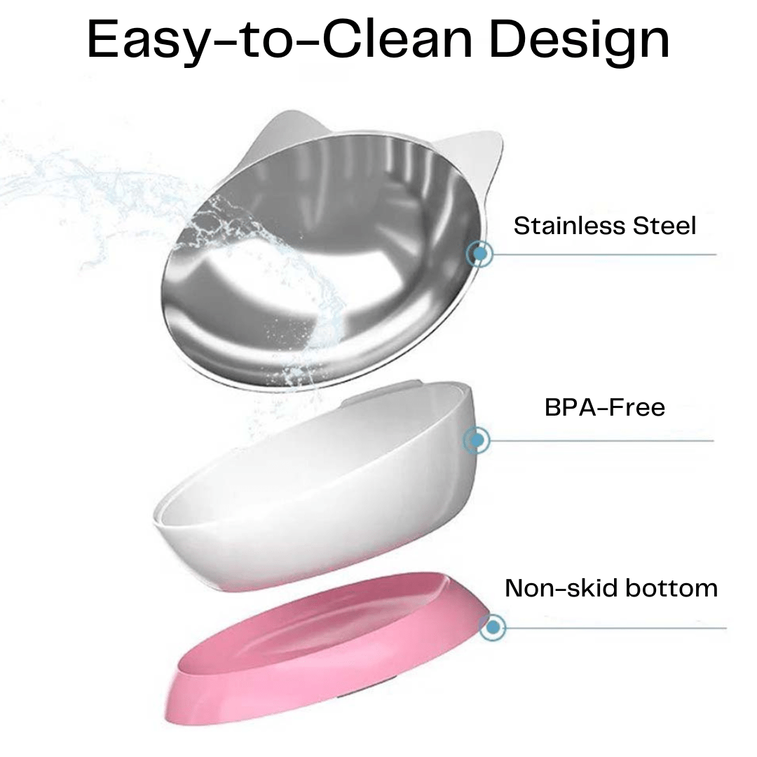 Easy-to-Clean Stainless Steel Elevated Cat Bowl