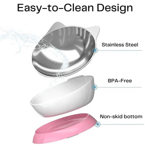 Easy-to-Clean Stainless Steel Elevated Cat Bowl