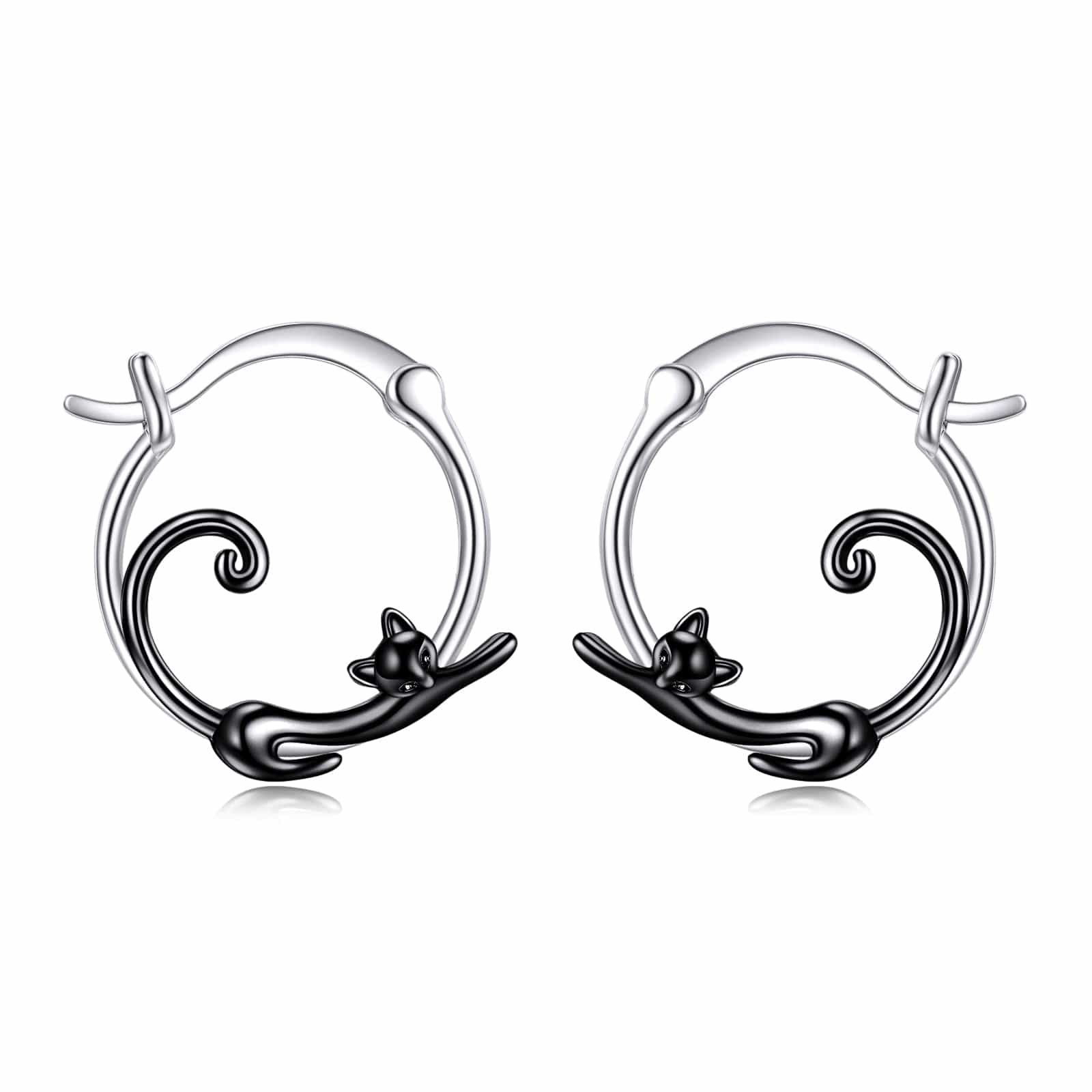 Small Black Cat Hoop Earring | Triple T Studios