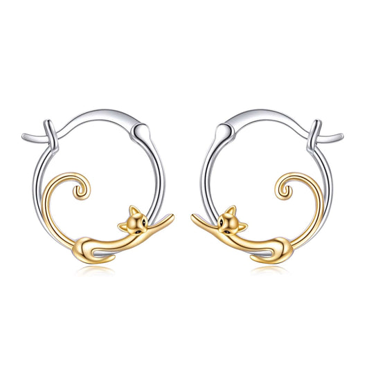 Small Gold Cat Hoop Earrings | Triple T Studios