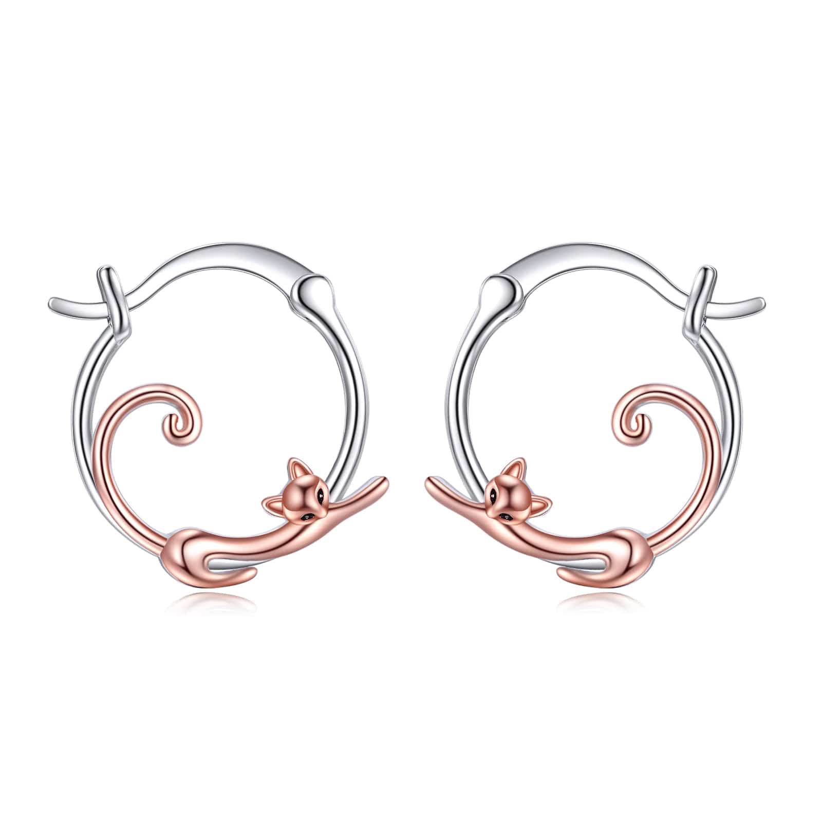Small Rose Gold Cat Hoop Earring | Triple T Studios