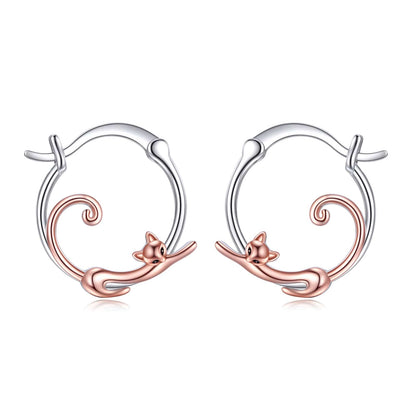 Small Rose Gold Cat Hoop Earring | Triple T Studios