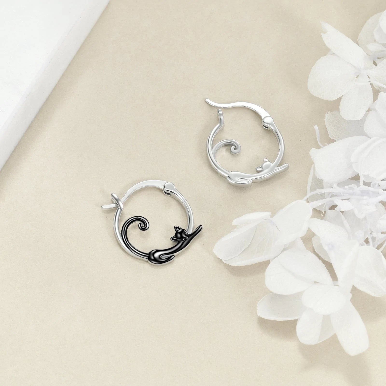 Small Hoop Cat Earrings