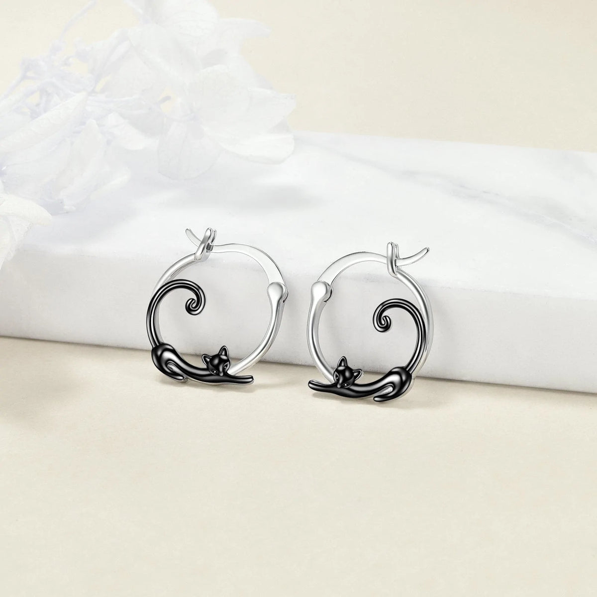 Small Hoop Cat Earrings
