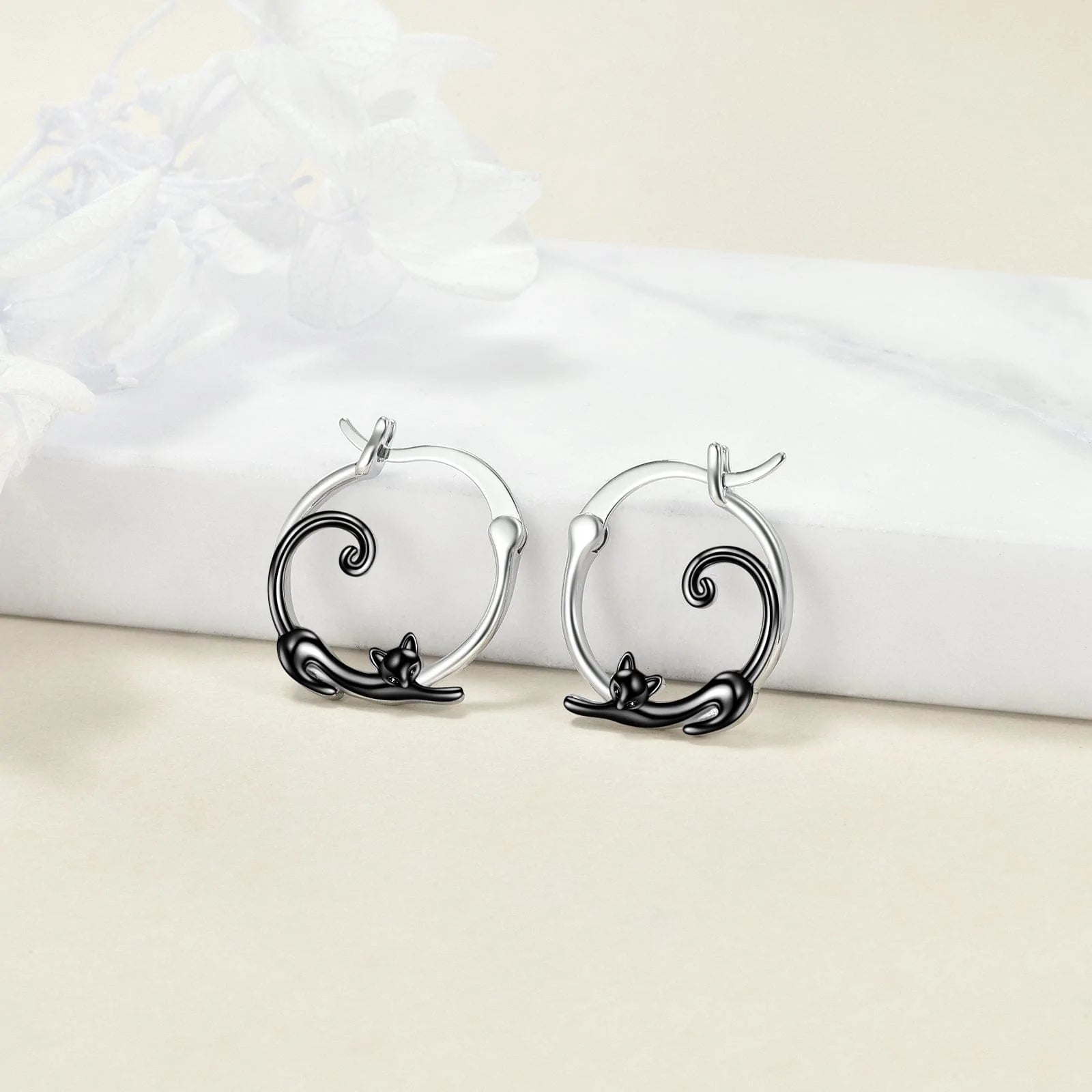Small Hoop Cat Earrings