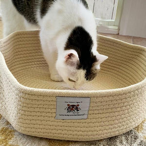 cat bed-cotton rope/light yellow