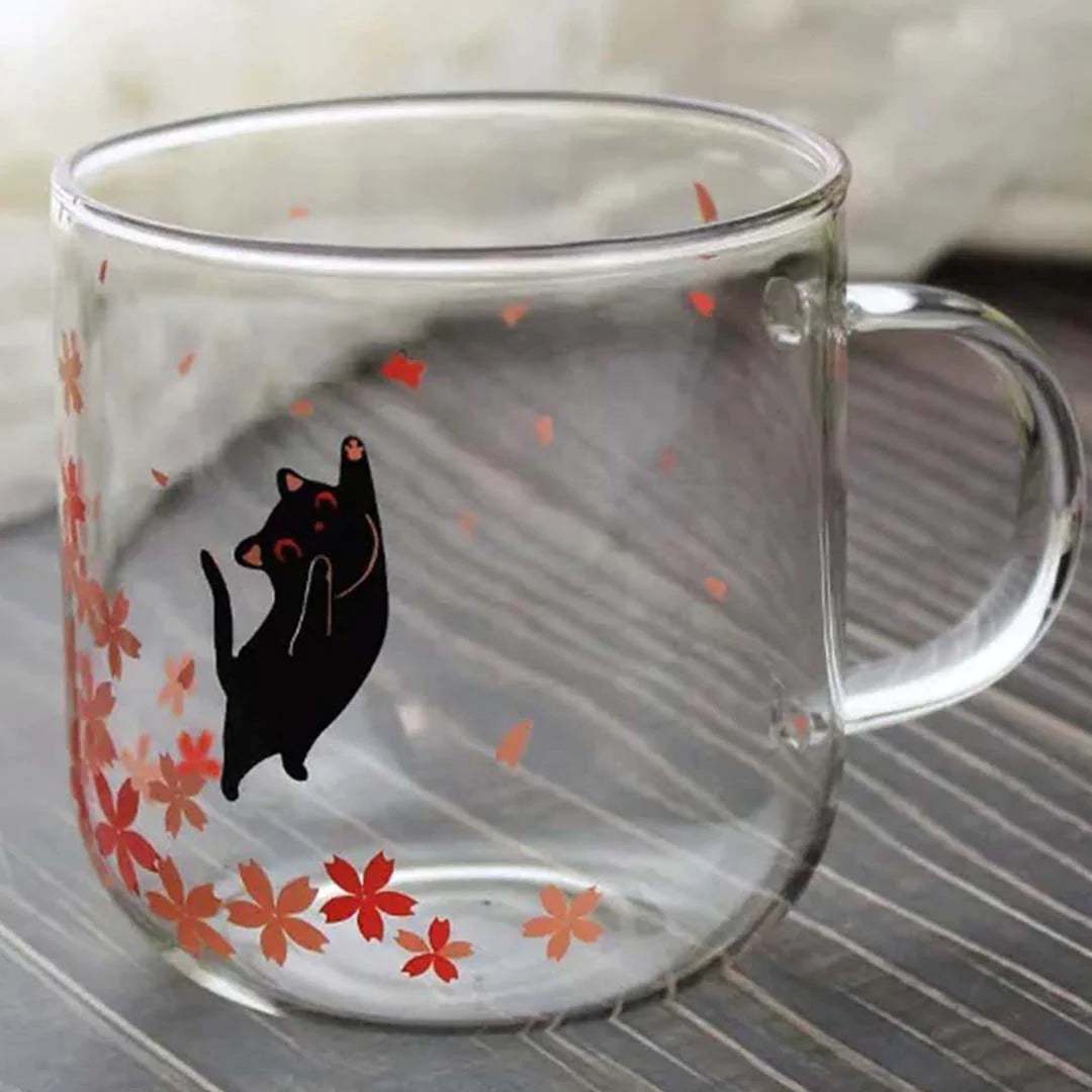Glass Cat Mug | Sakura Cat Mug