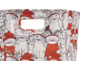 Holiday Cat Canvas Bin handle