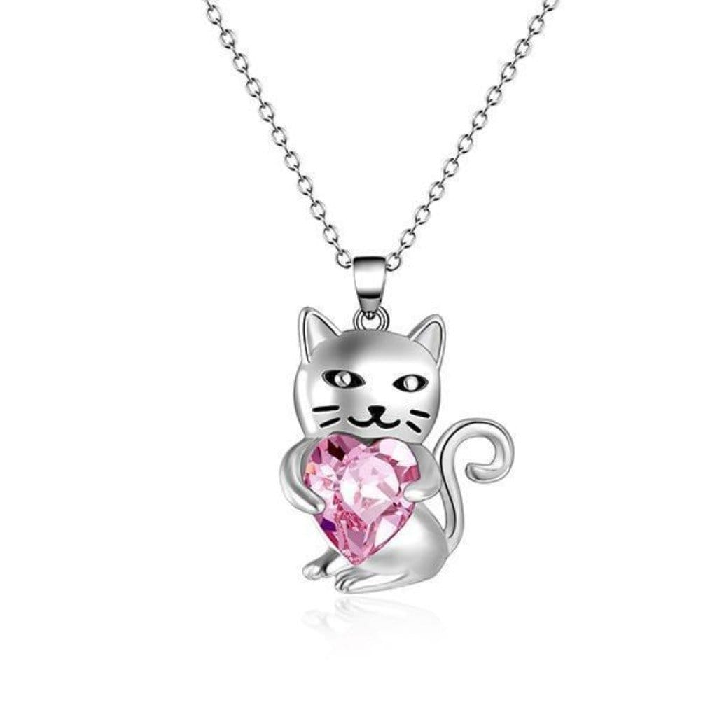 Swarovski Crystal Heart Cat Necklace