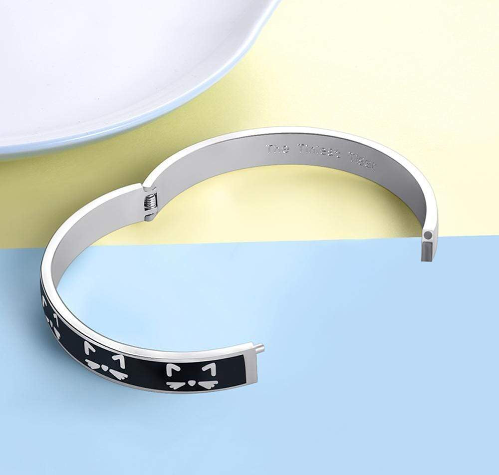 enamel cat bangle with hinge