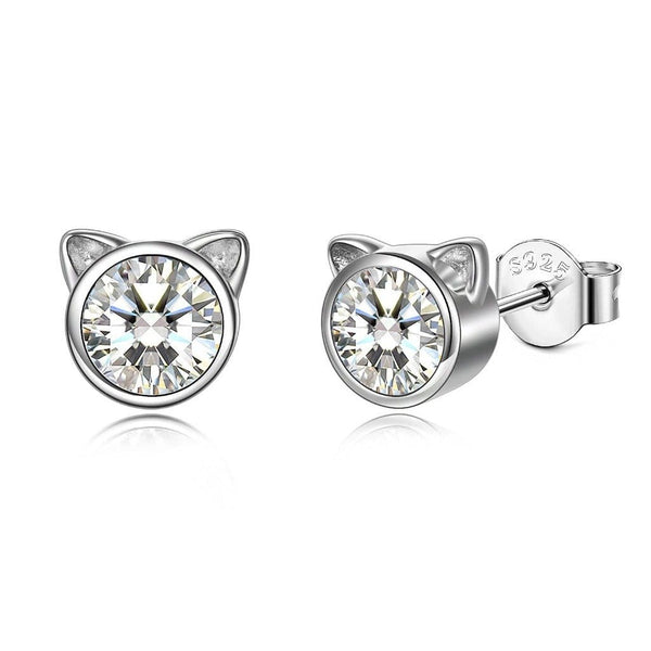 ☆TATIANA☆ Silver 925 Kitty Step Earrings EC3129 triple-t-studios-jewelry-clear
