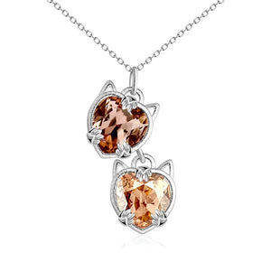 Crystal Cat Charm Necklace | Cat Necklace