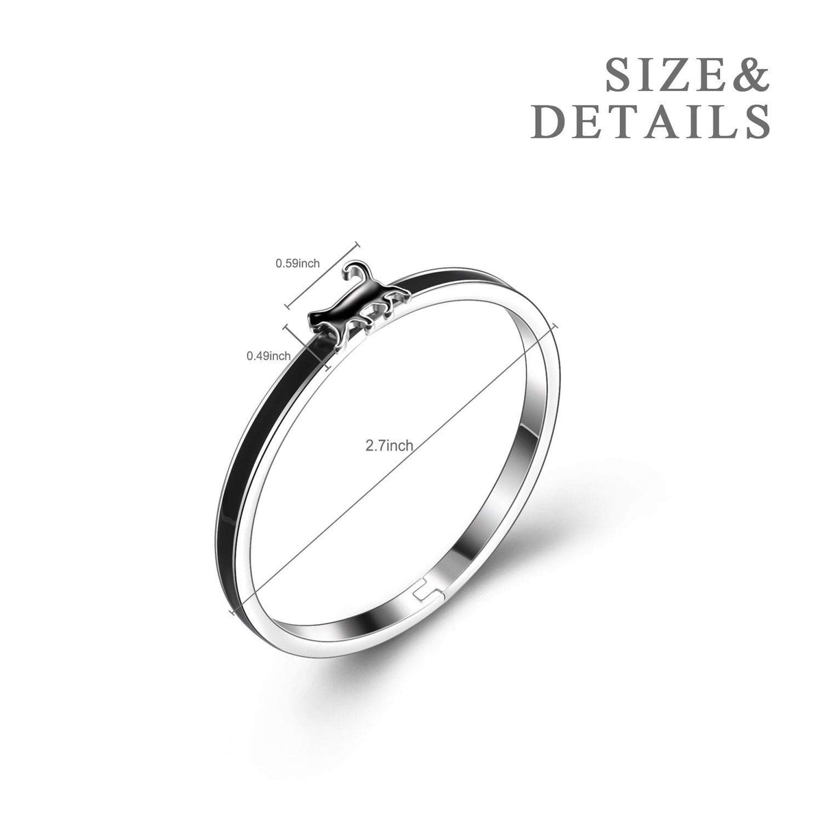 dimensions of the Triple T Studios enamel Cat Bracelet bangle