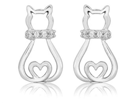 Cat Jewelry Silver Cat Earringsl - Triple T Studios - 1
