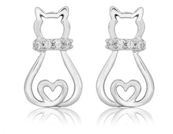 Cat Jewelry Silver Cat Earringsl - Triple T Studios - 1