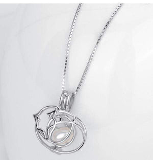 Cat Necklace-Pearl Cage Pendant