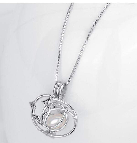 Sterling Silver Pearl Drop Cage Pendant - Drop Design Pearl Cage Pendant All 3 / Box / 16 in.