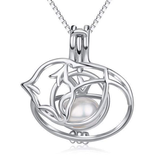 Cat Necklace-Pearl Cage Cat Design