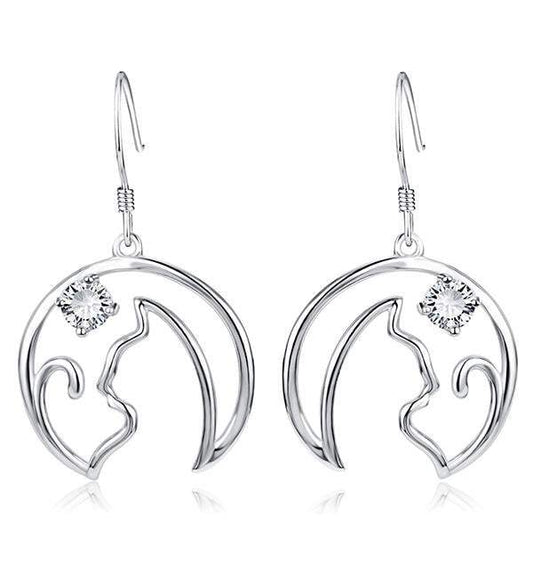 Sterling Silver Cat Wire Earrings | Cat Earrings