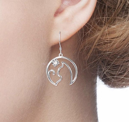 Sterling Silver Cat Wire Earrings | Cat Earrings