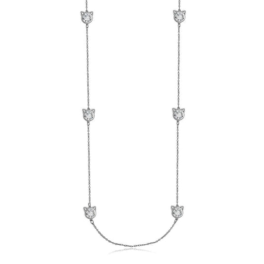 Crystal Cat Necklace-Clear 
