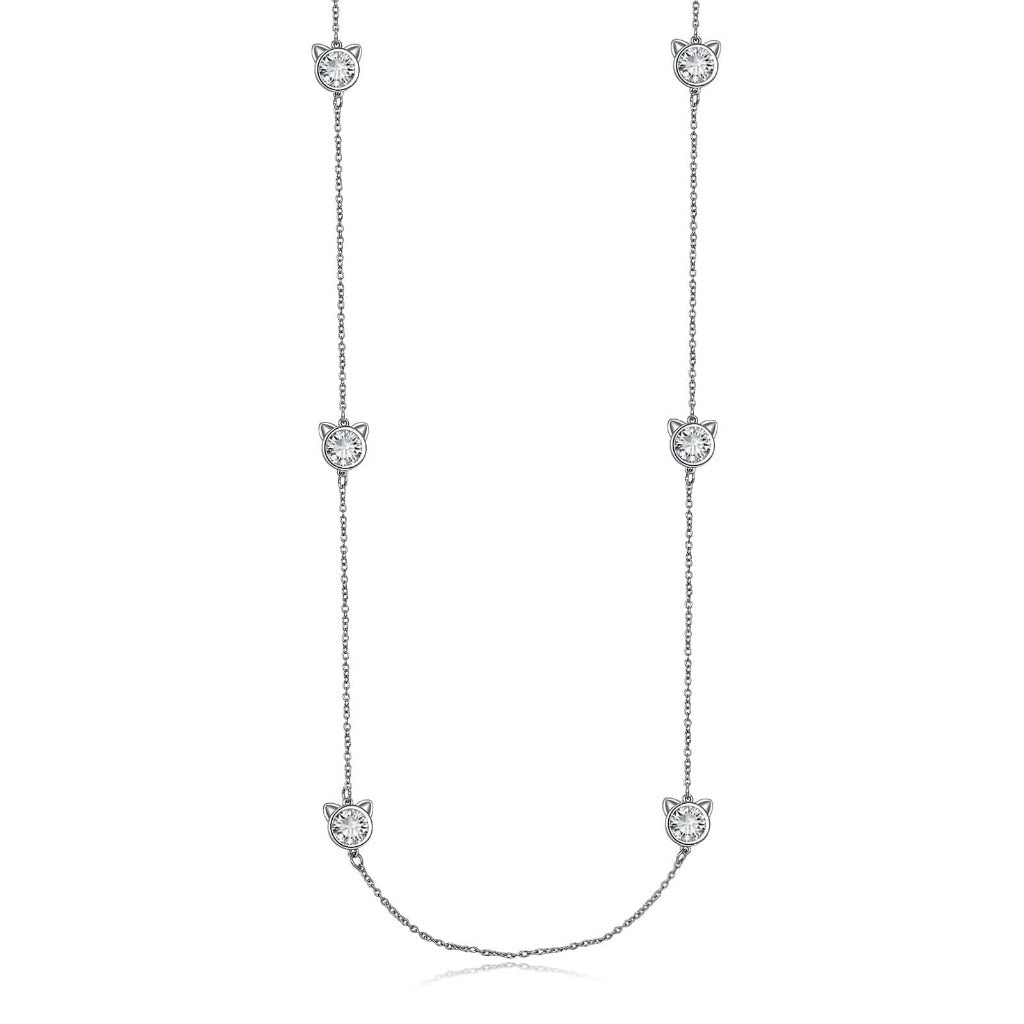 Crystal Cat Necklace-Clear 