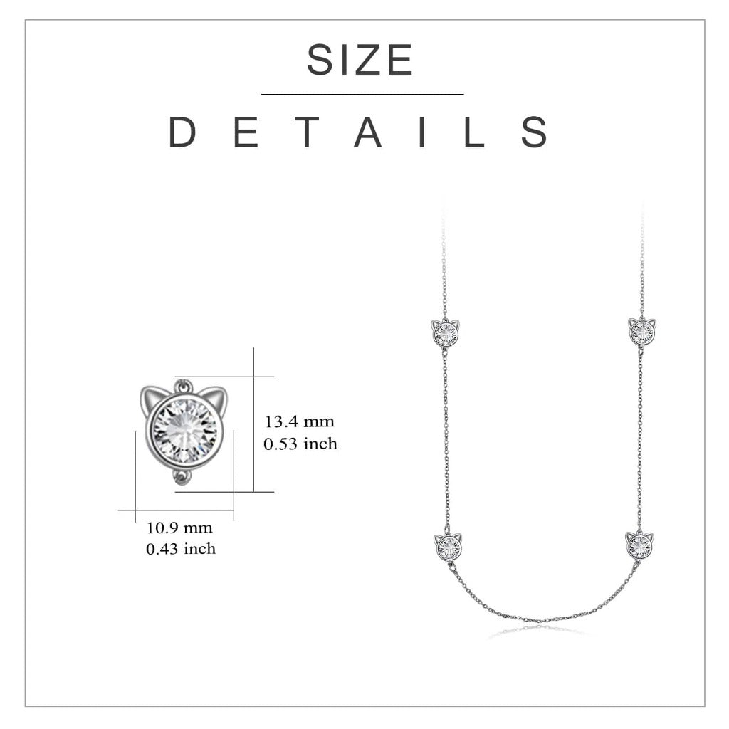 Crystal Cat Station Necklace Size Details