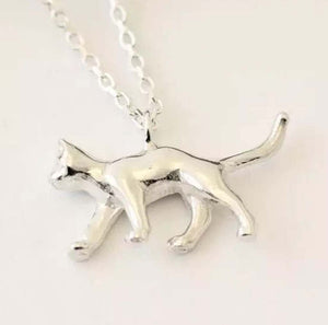 Sterling Silver Cat Necklace up close