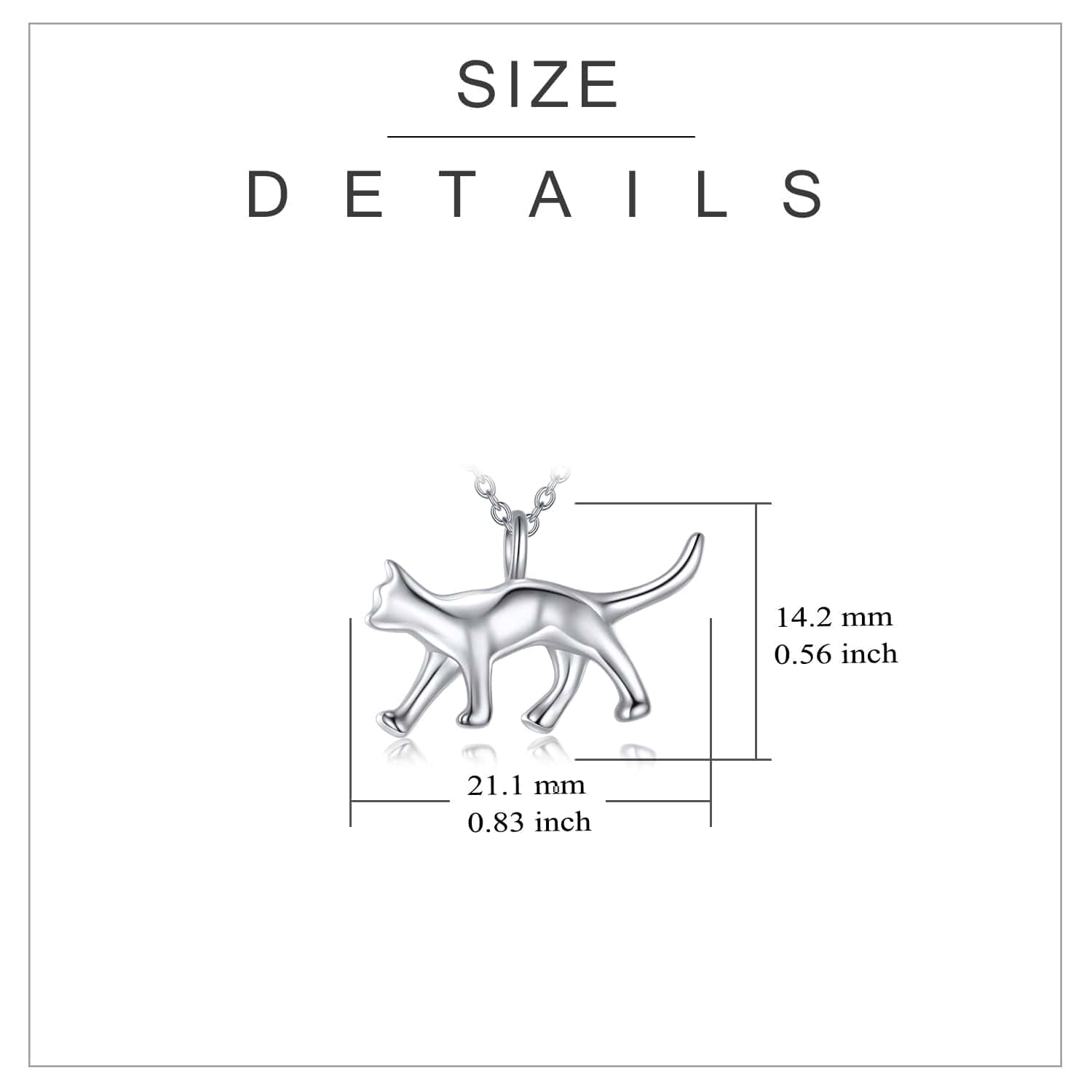 Sterling Silver Cat Necklace Size and Details