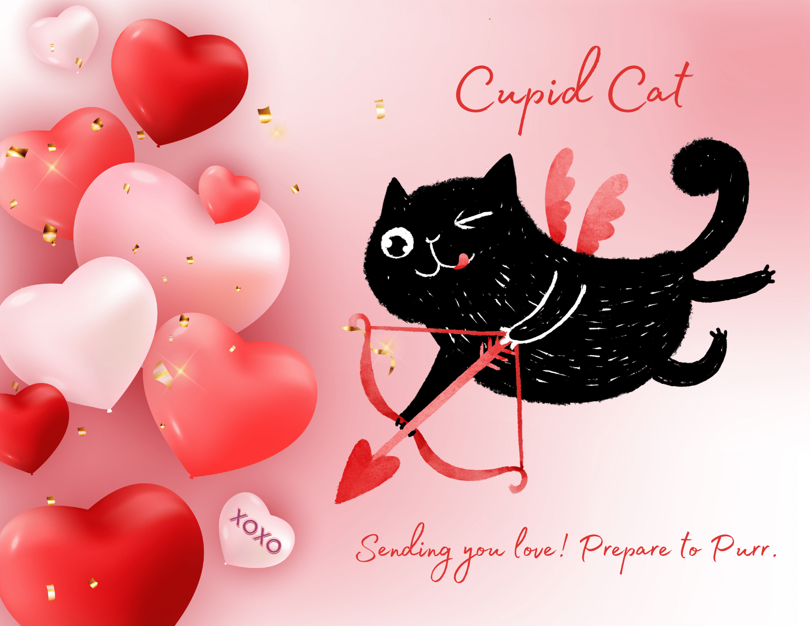 Cat Valentine Postcard | Cupid Cat