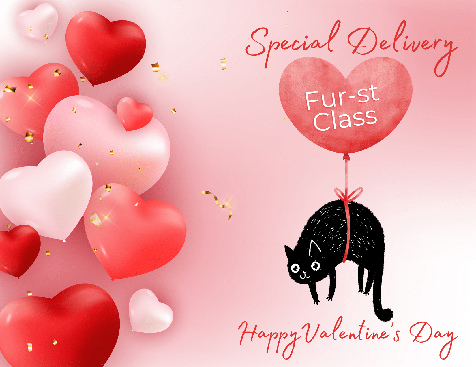 Cat Valentine Postcard | Special Delivery. Fur-st Class