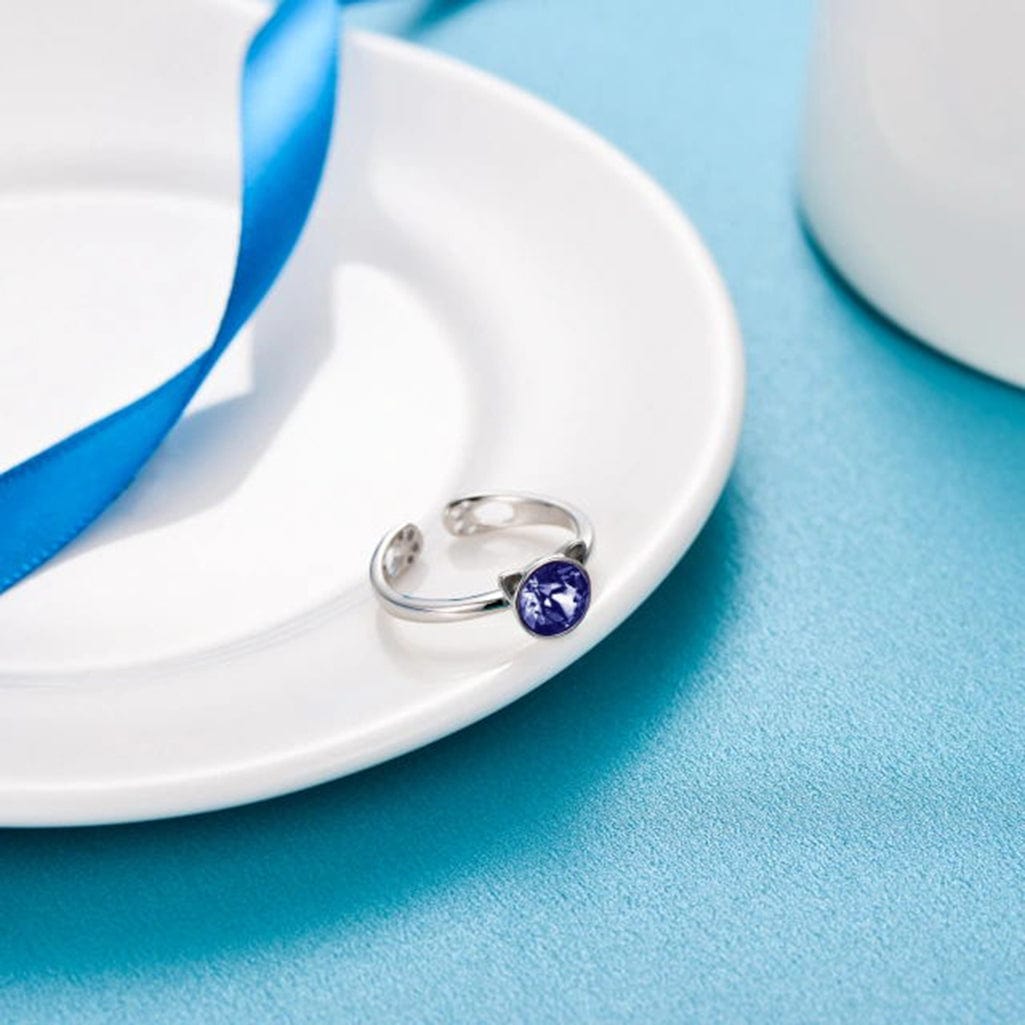 Crystal Cat Sterling Silver Ring