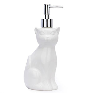 White Cat Ceramic Soap Dispenser